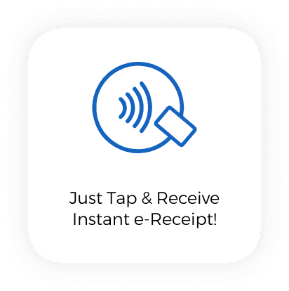 card with NFC logo written on it (just tap & receive instant e-receipt)