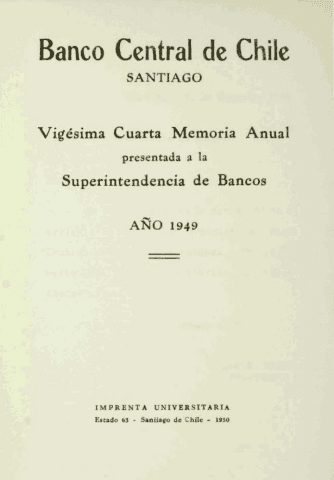 Banco Central de Chile. Memoria Anual 1949