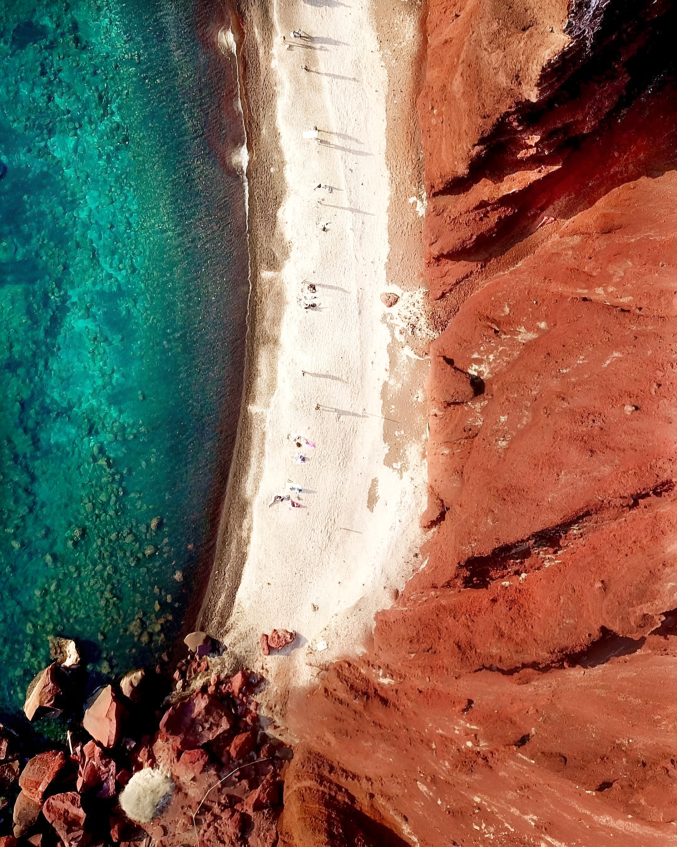 Red beach santorini from above