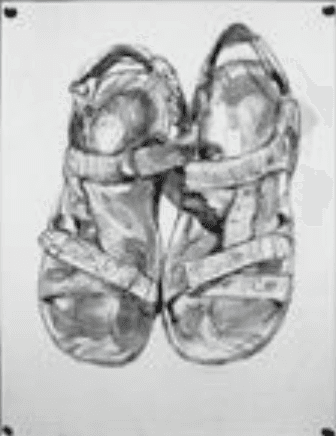 herd of sheep on road painting