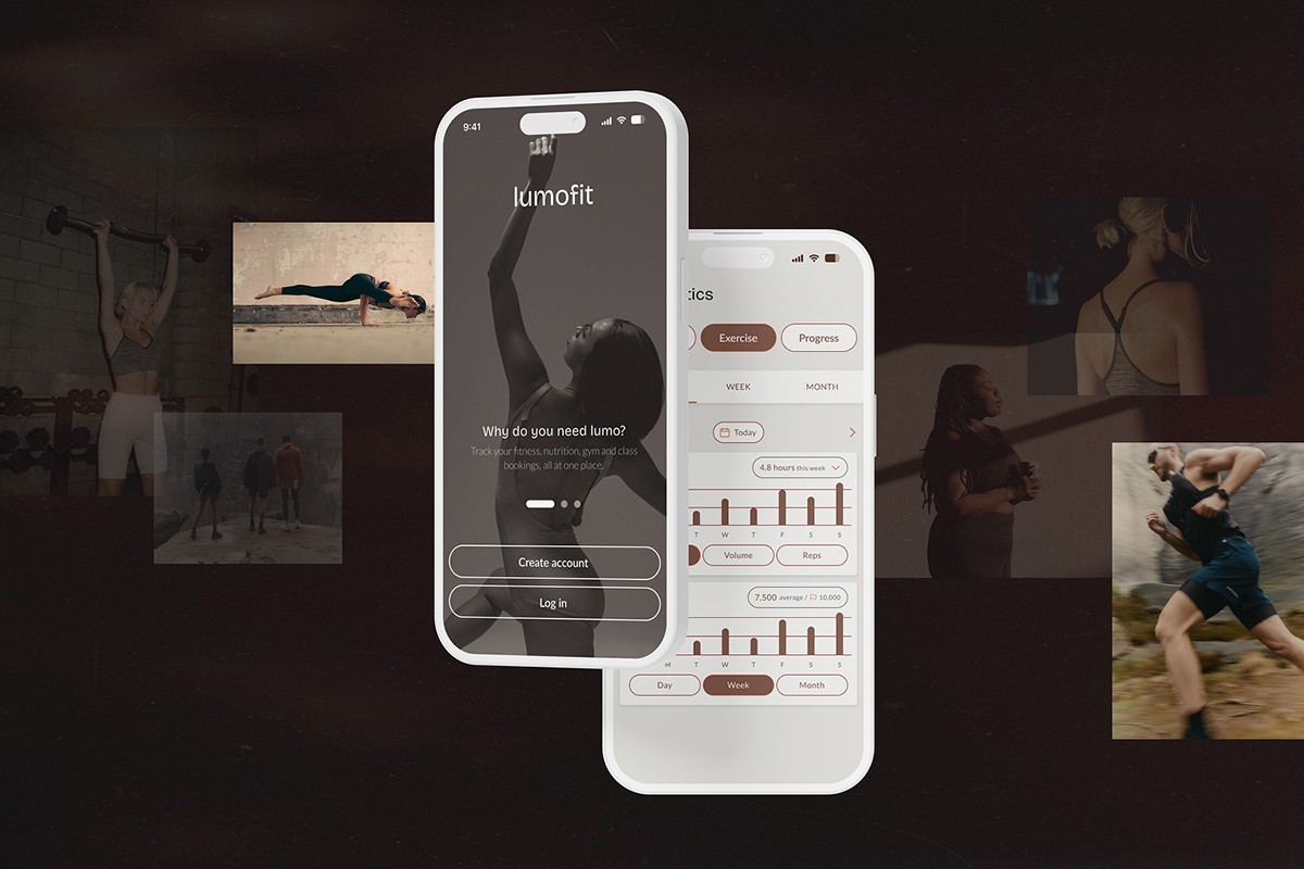 Lumofit Fitness App Branded imagery and product mockup