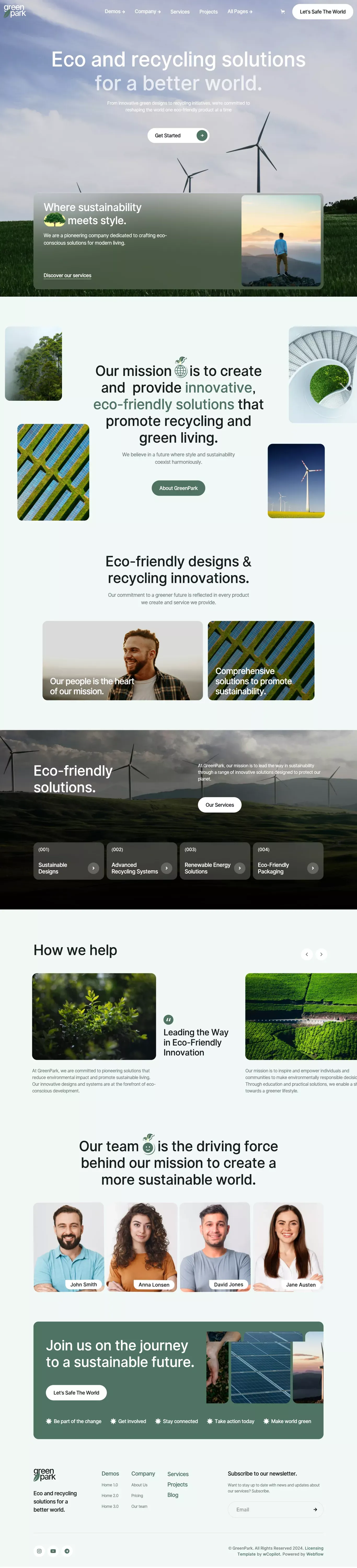 GreenPark - Webflow Ecommerce website te landing page screenshot showcasing Tech and Nature design