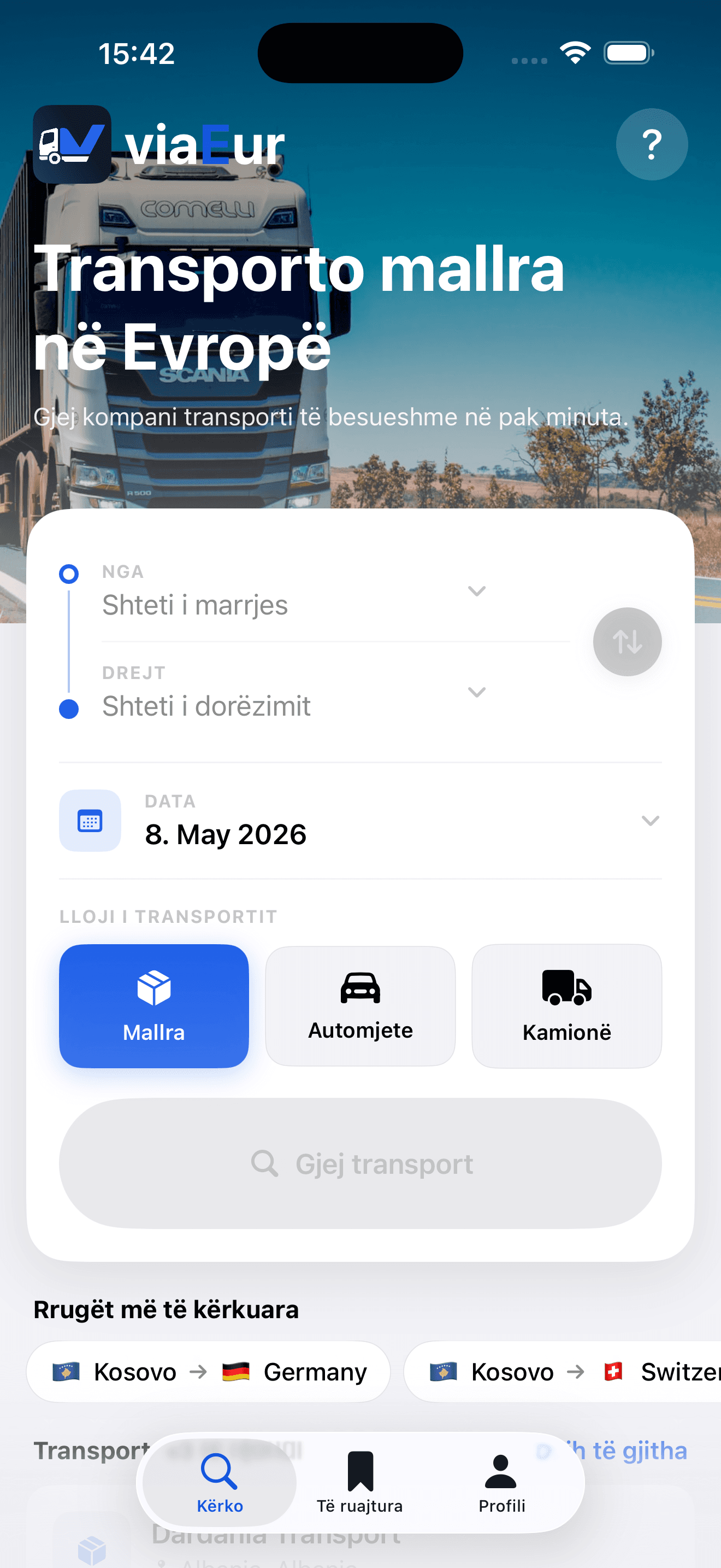Transport nga Kosova për Gjermani