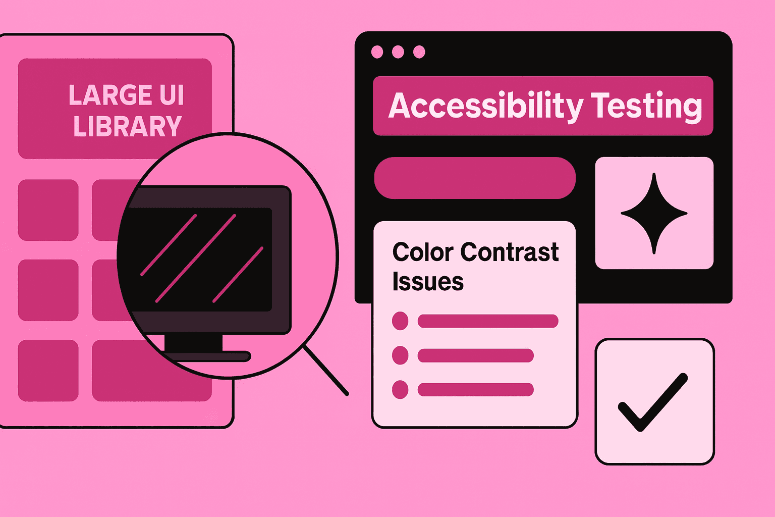 Automated system performing color contrast checks across multiple UI components using WCAG guidelines.