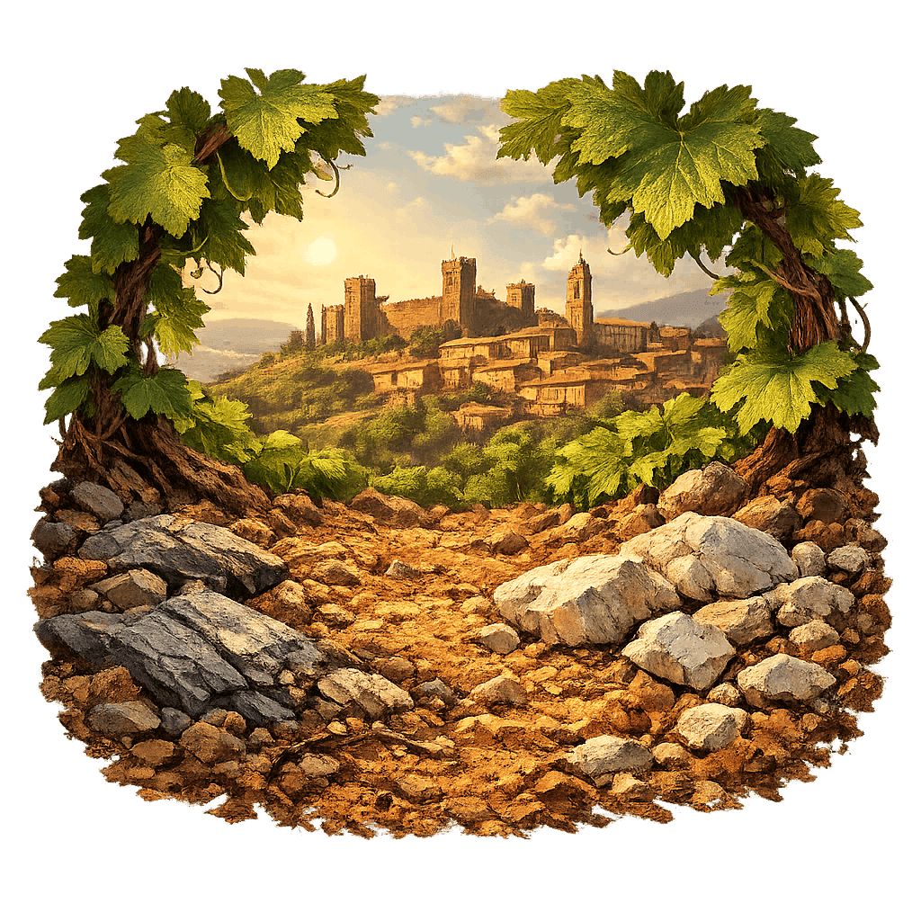 Detailed graphic of the Montalcino wine region.