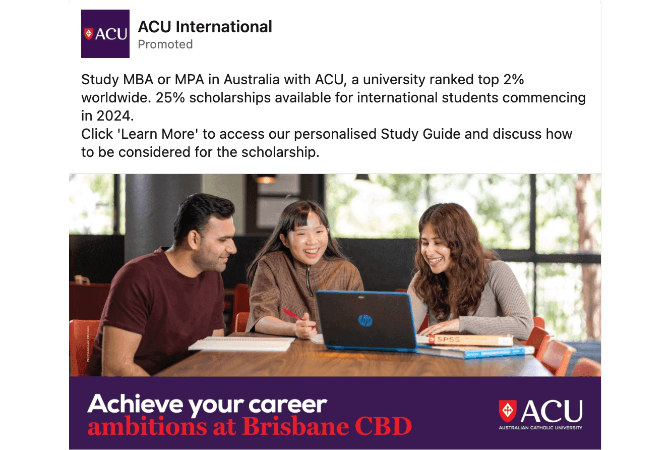 Australian Catholic University brochure page 2