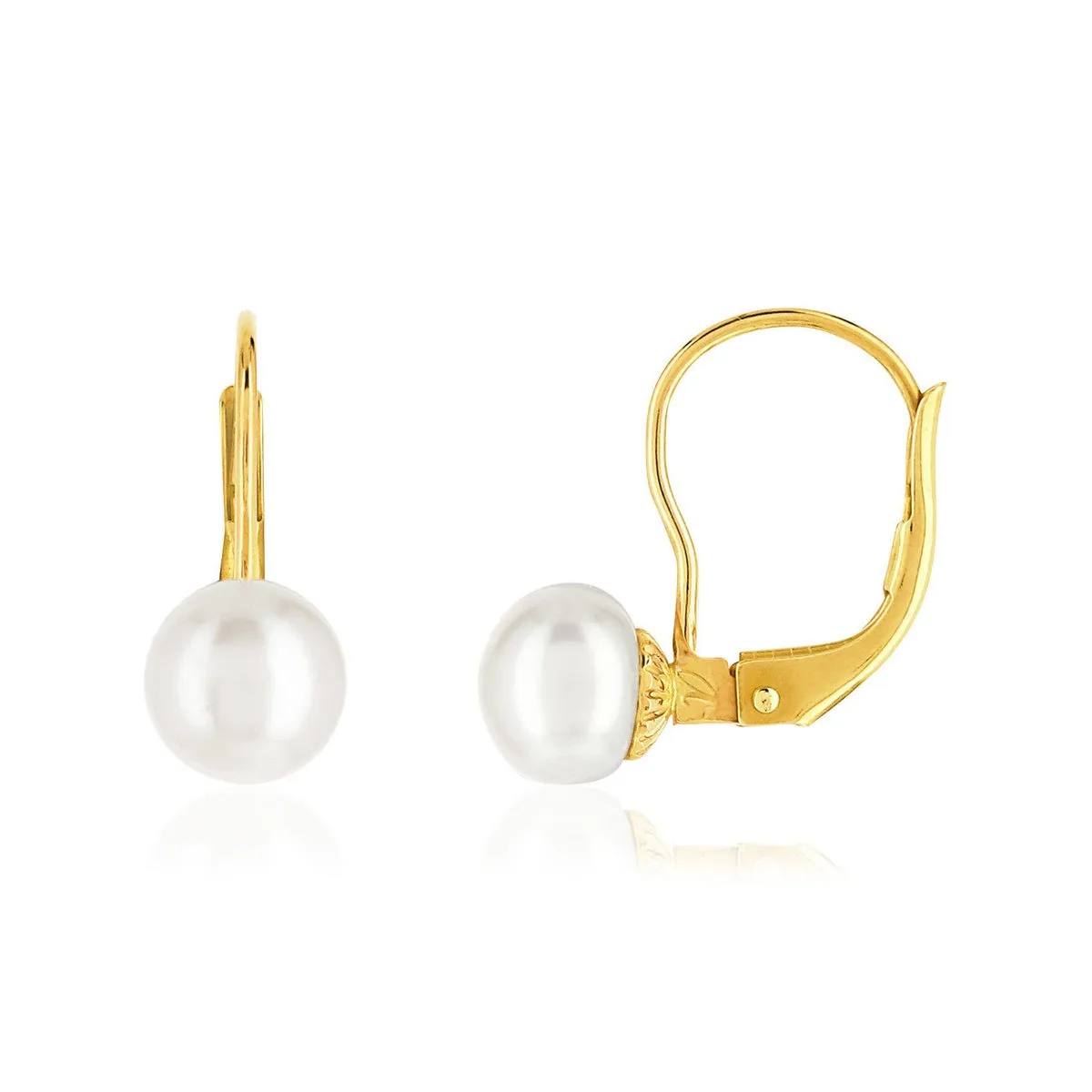 Boucles d'oreilles en or jaune 375 sertie de perles de Chine