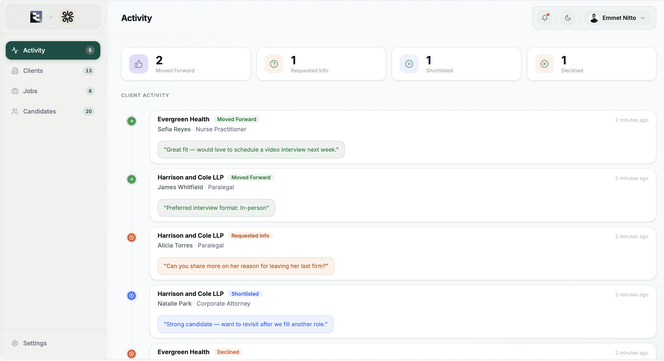 An image of Dreelio's dashboard