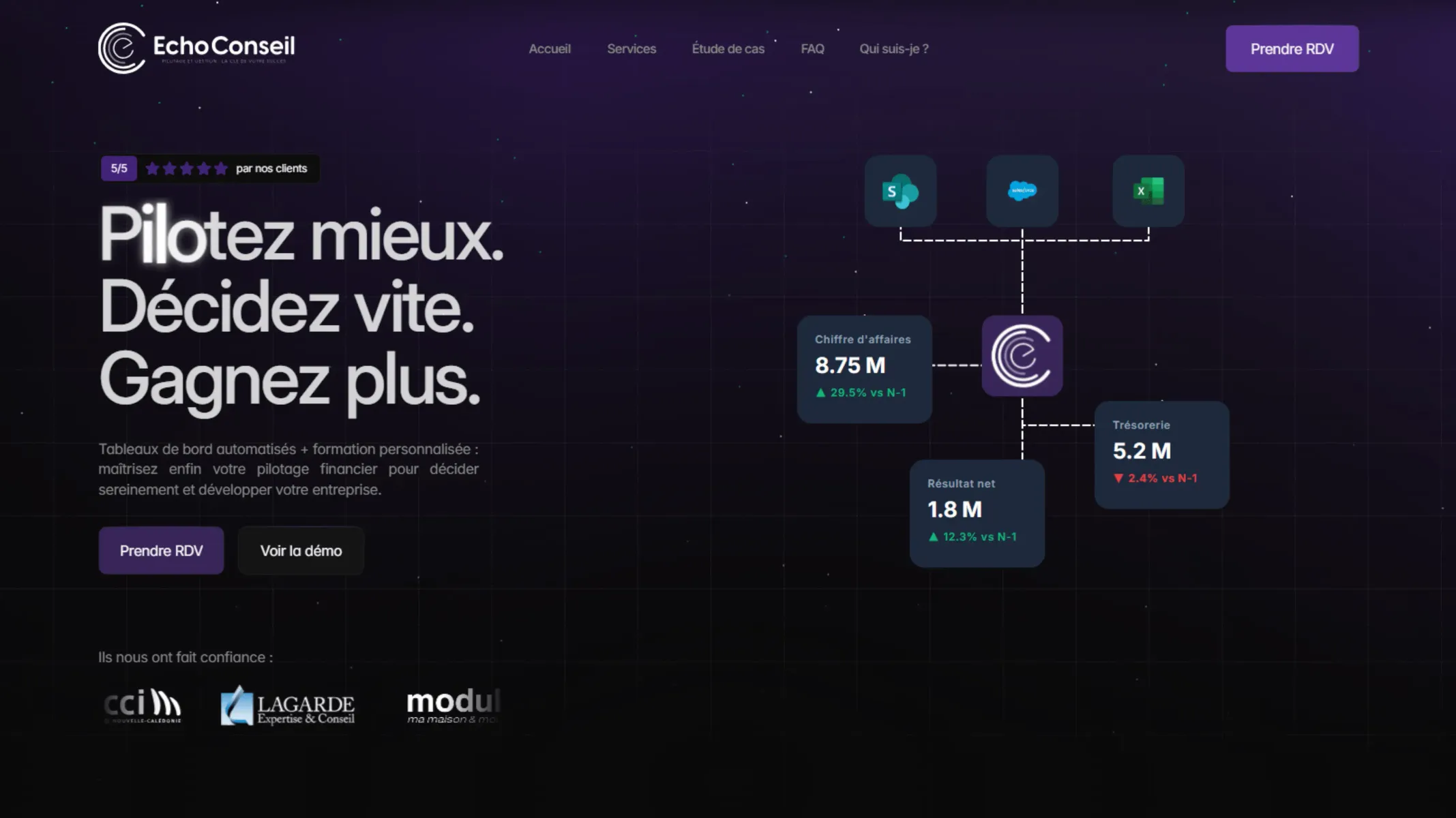 Hero section d'un site web créé par SL vision pour expert comptable sur Nouméa en Nouvelle Calédonie