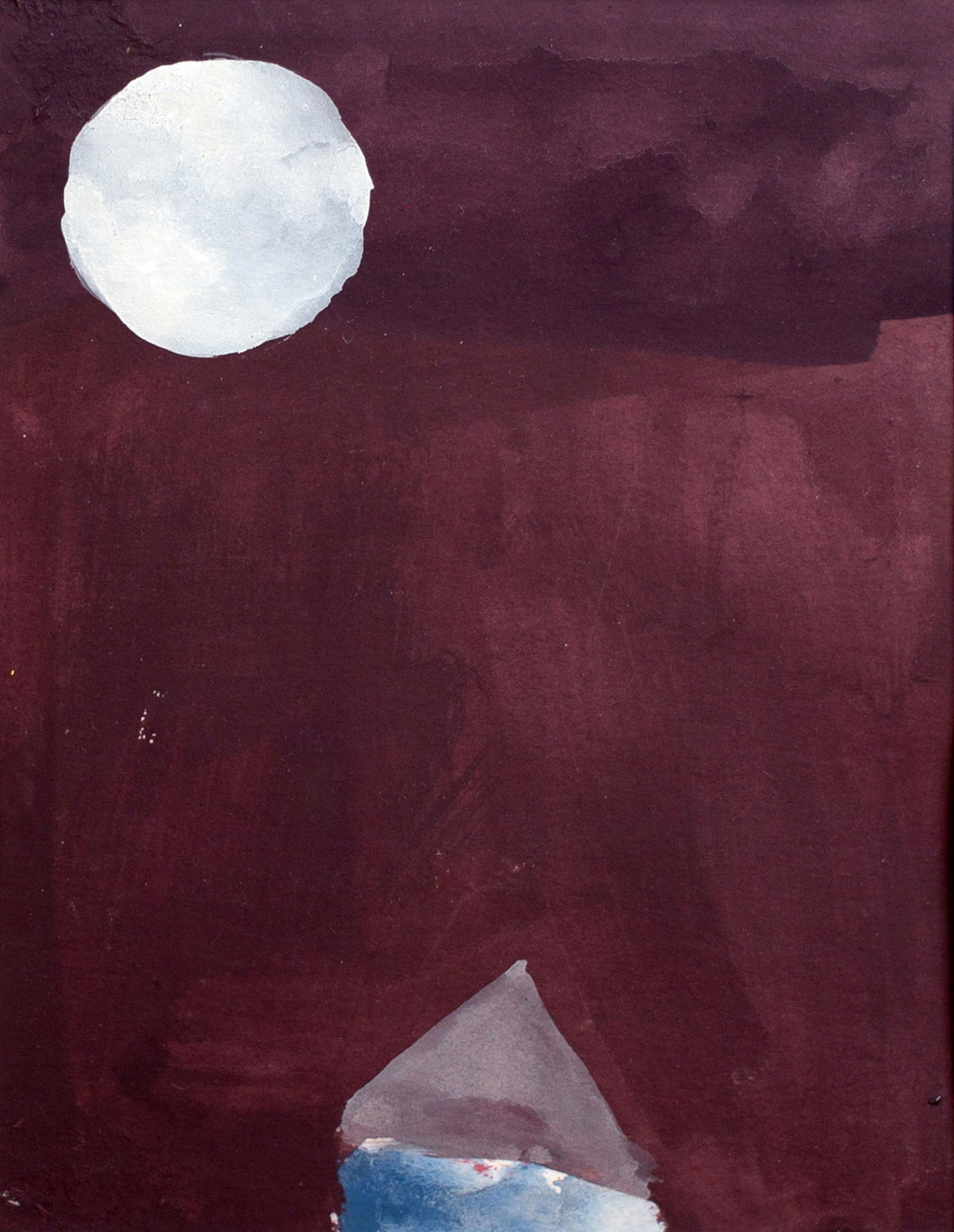 Shapes at Night (study), 2024, egg tempera on paper, 7x5"