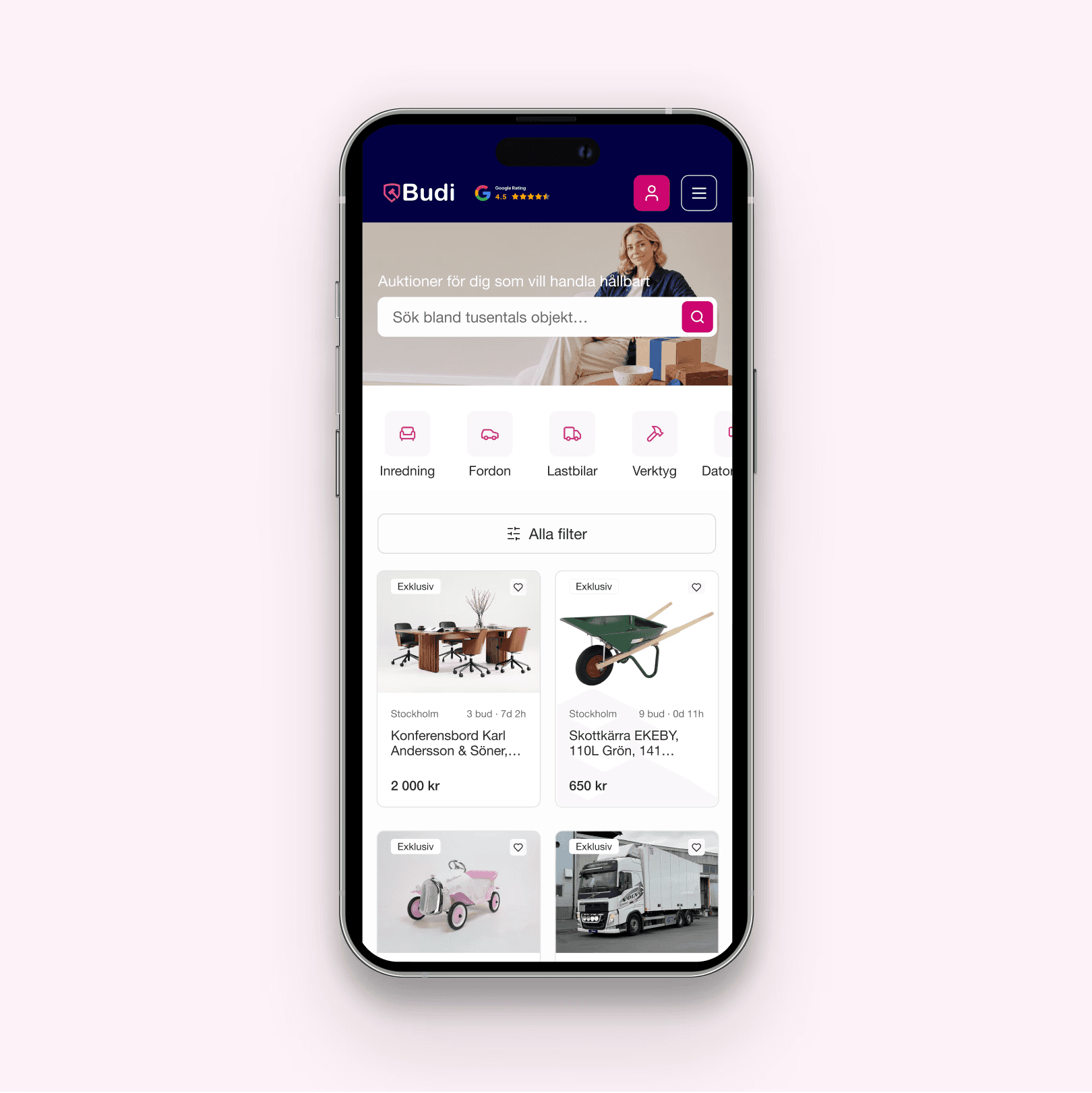 Smartphone showing UI