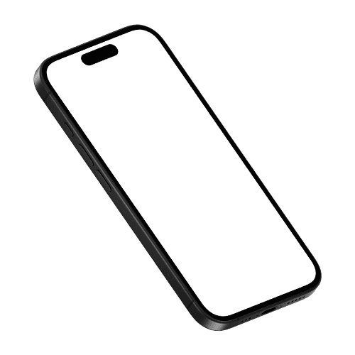 Black iPhone 16 mockup upper right view