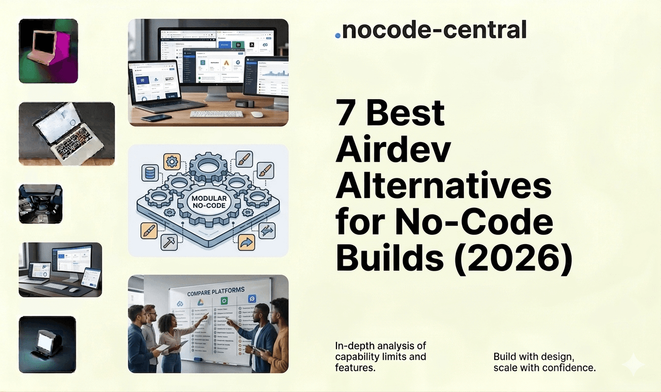 Blog header image with the blog title: 7 Best Airdev Alternatives for No-Code Builds (2026)