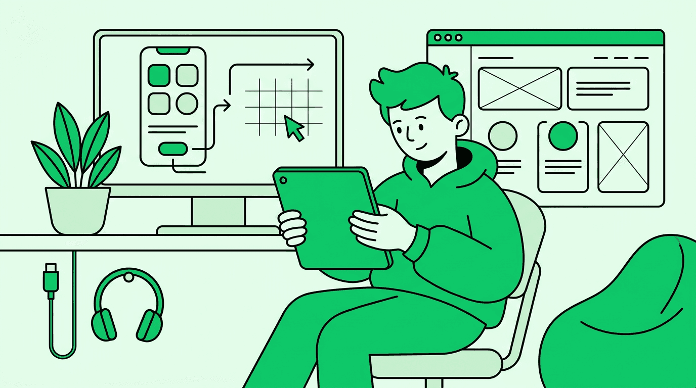  ui/ux portfolio gen z man with long hair. Simple minimalist modern 2026