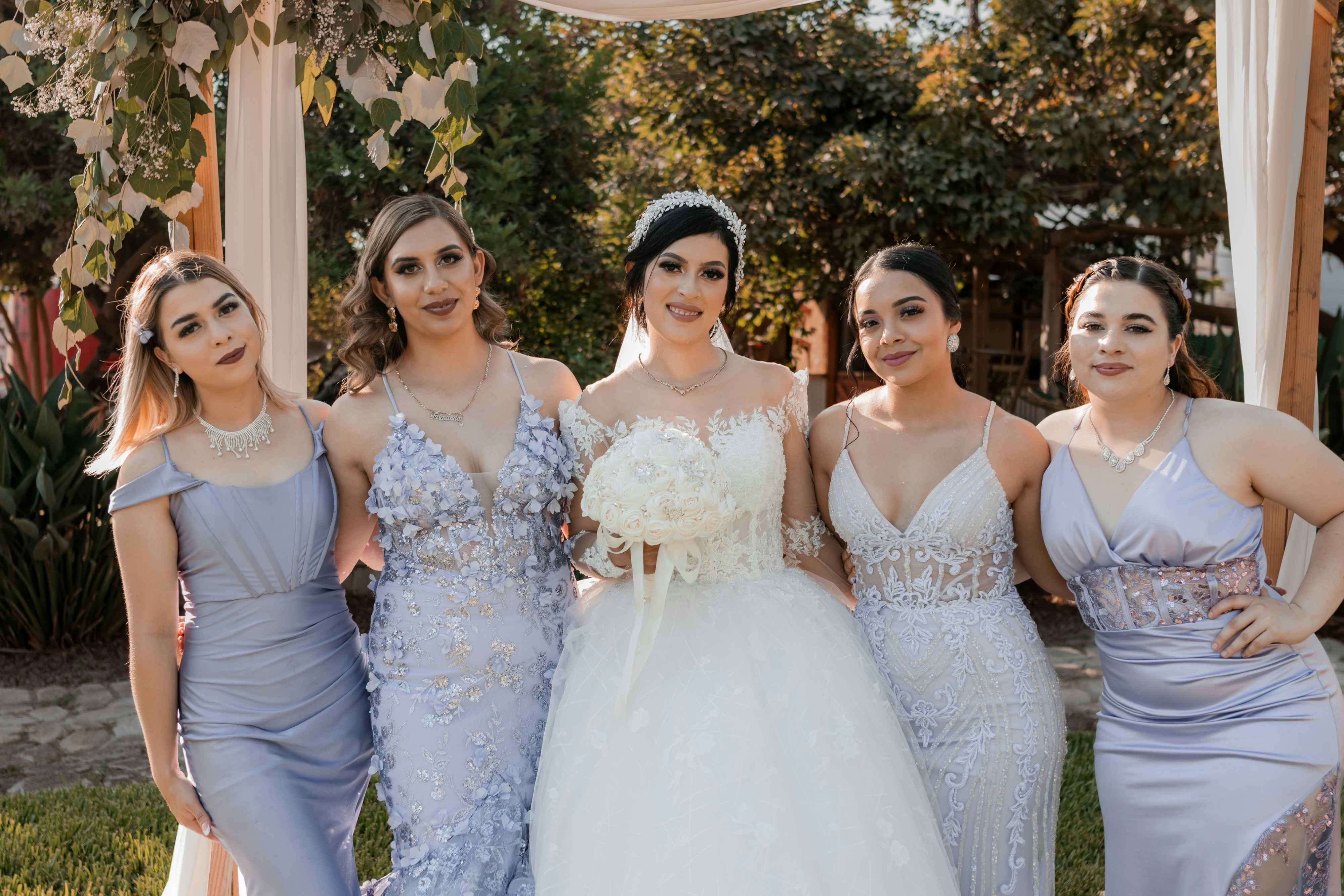 bride with bridesmaids