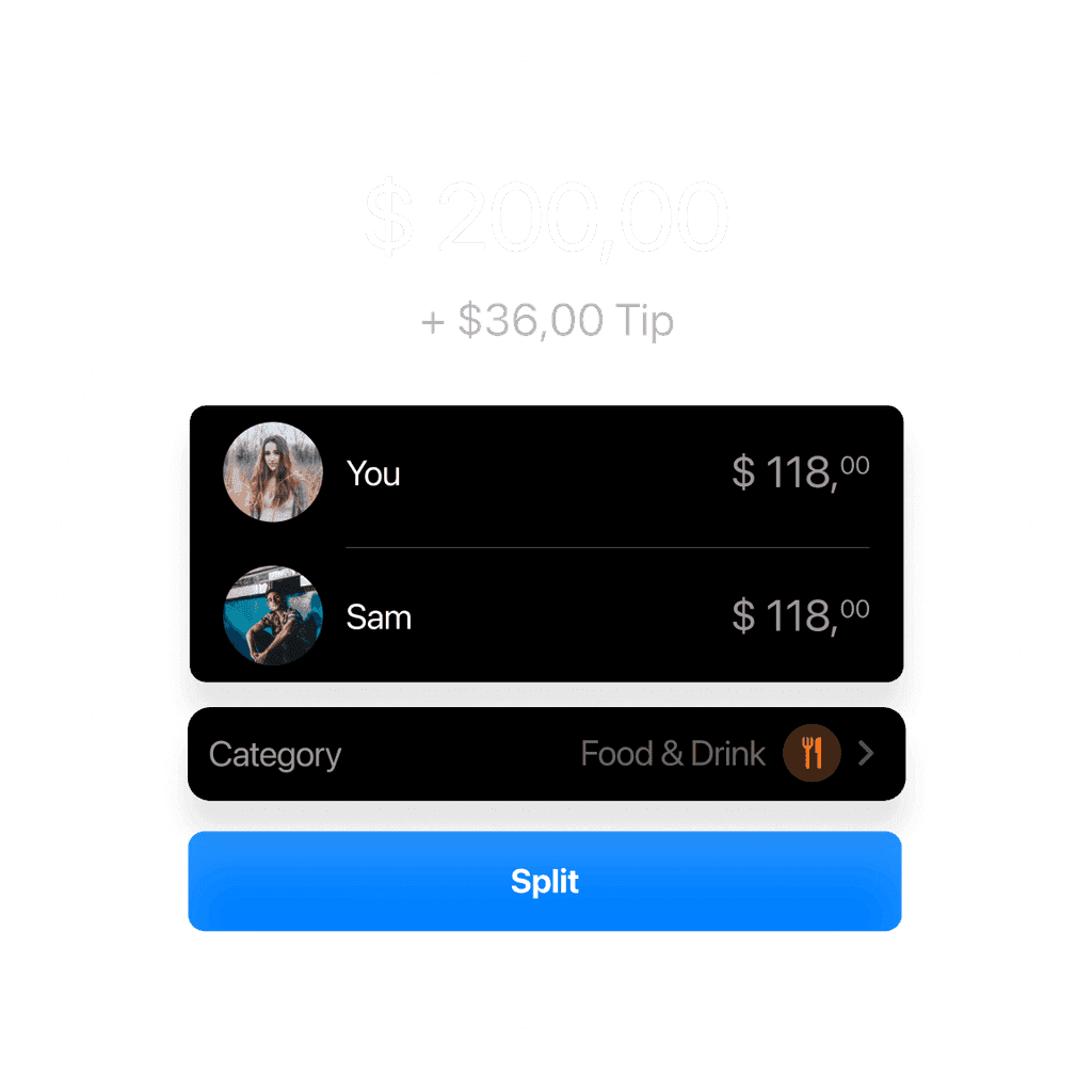 Screenshot of a user interface showing two user profiles with associated balances and a prominent "Send" button.