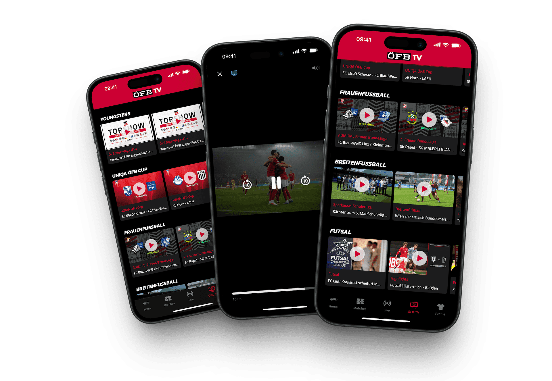 Screenshot von ÖFB TV in der App