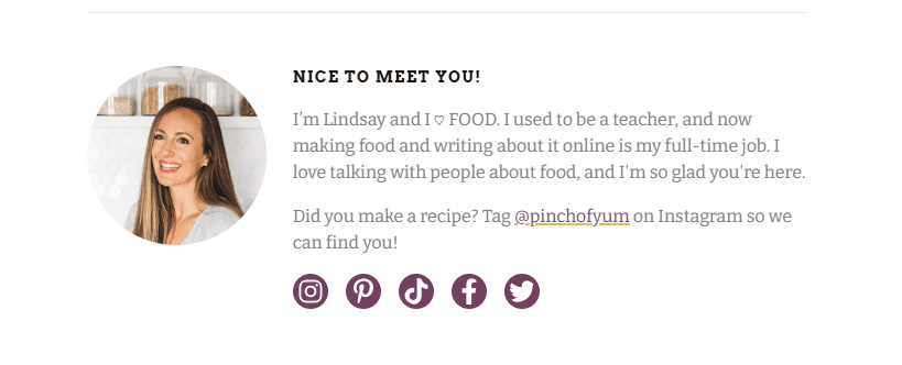 Pinch of Yum author box