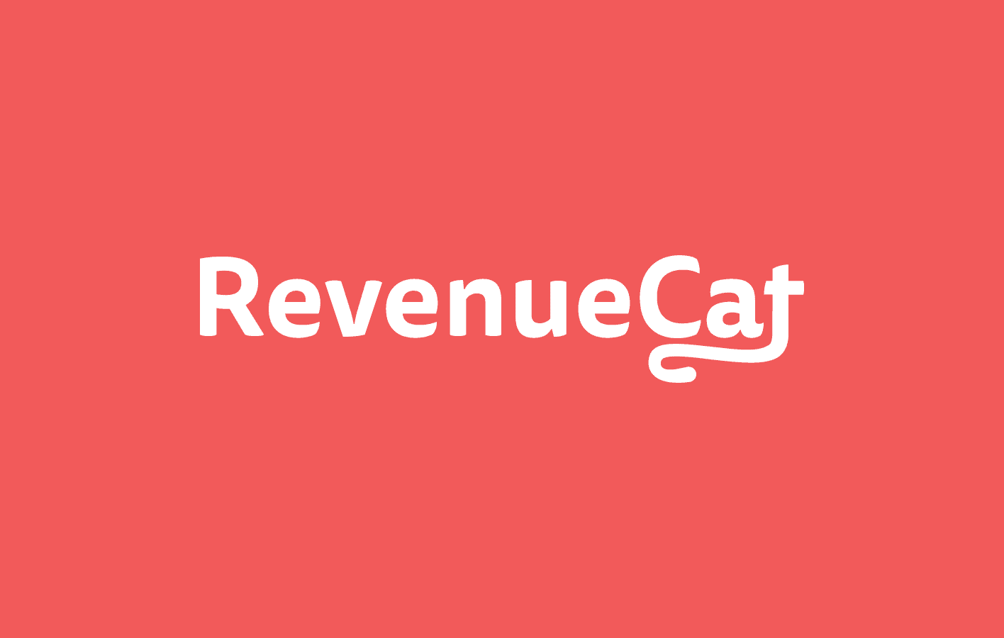 Revenue cat longform logo showing the entire name with white letters on a red background