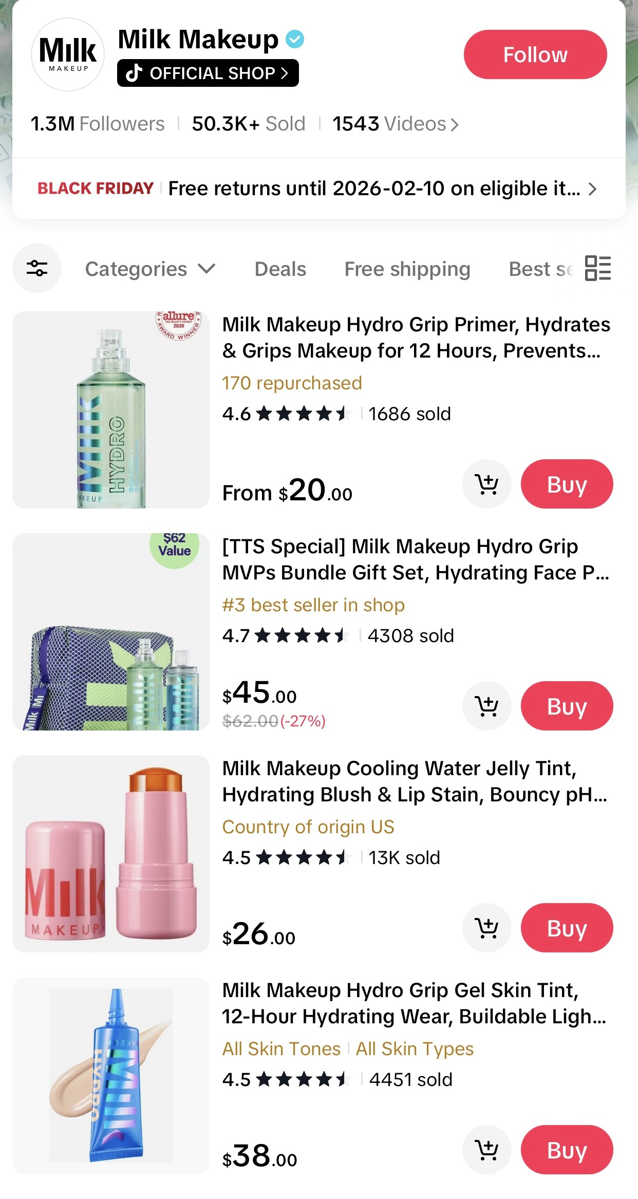 Milk Makeup Official Shop in TikTok Shop powered by AfterShip Feed.