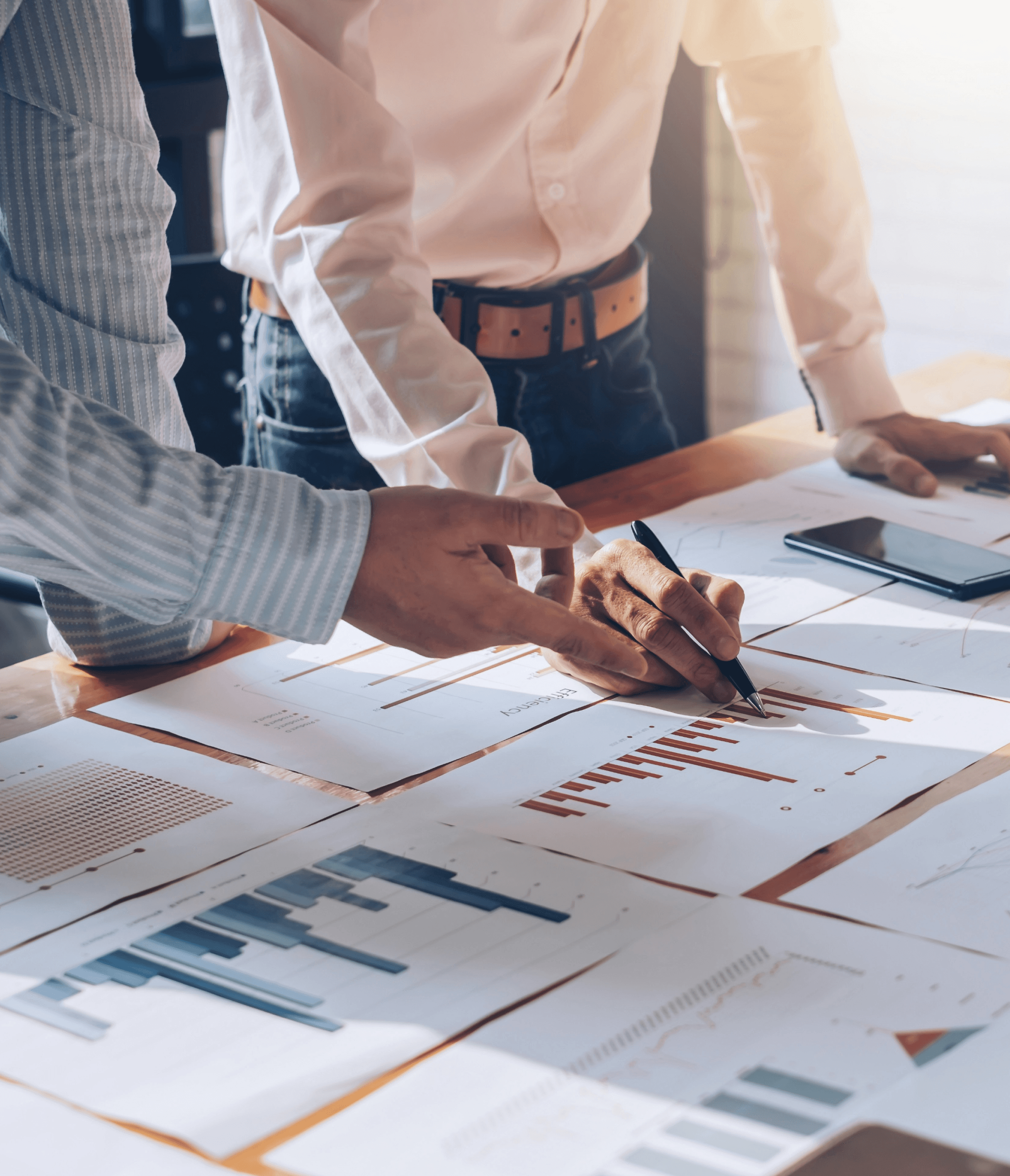 Two men reviewing strategic approach to troubled real estate development