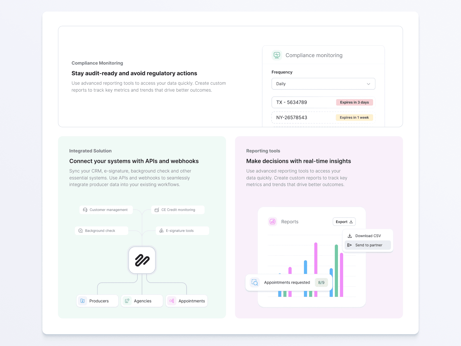 Producerflow website appointments management section