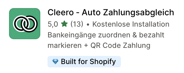 Shopify App Cleero Zahlungsabgleich