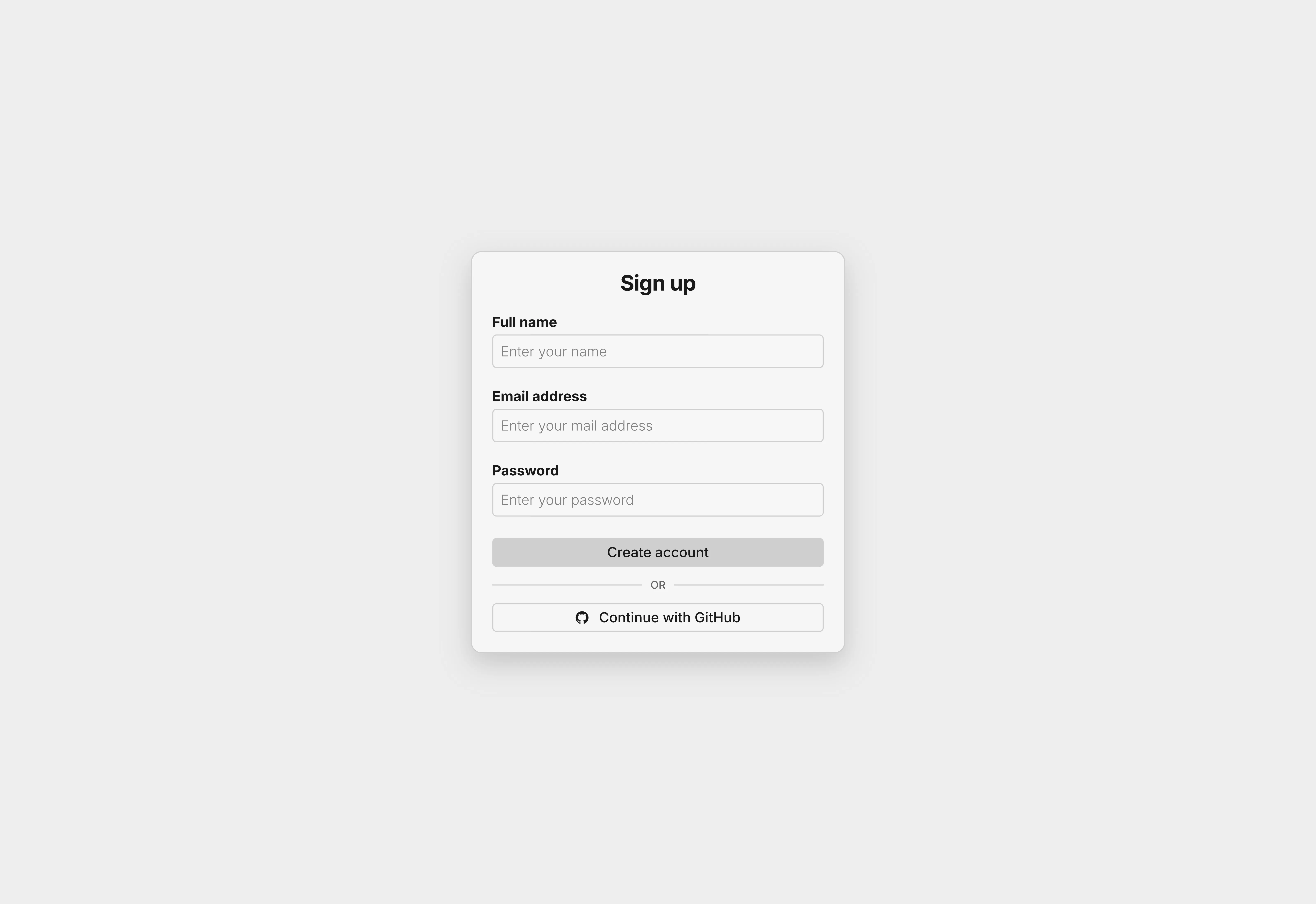 A light themed simple UI of a sign up form.