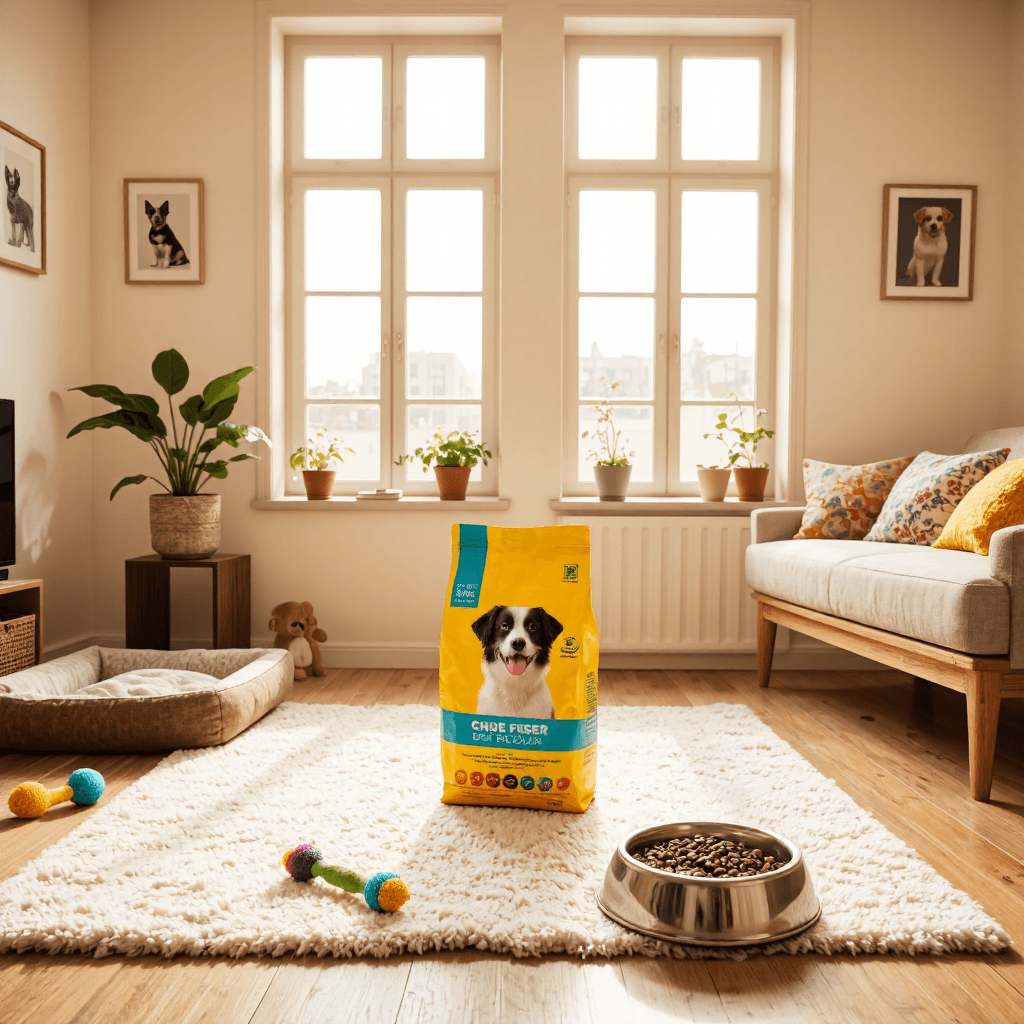 product photography of a bag of dog food