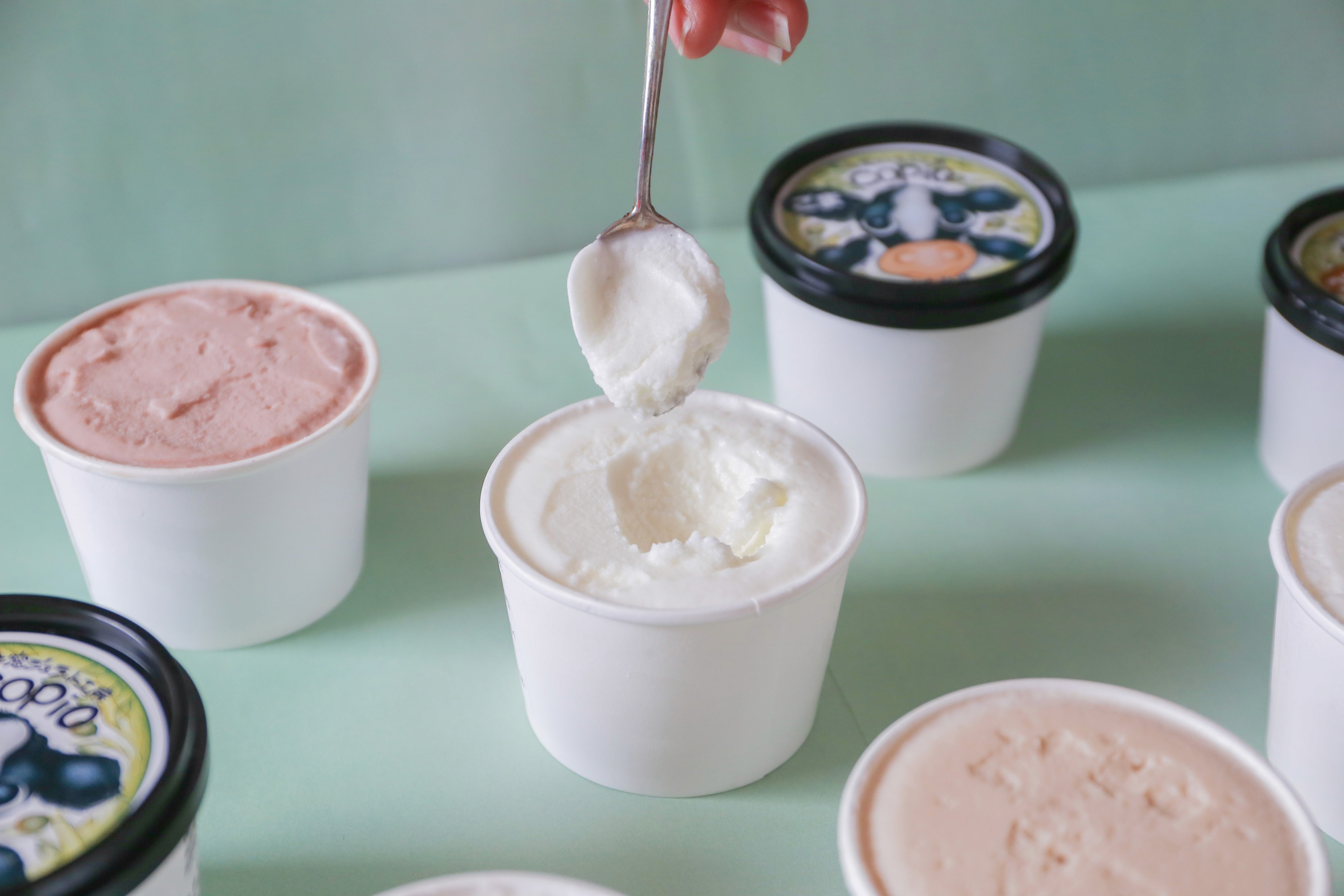 Delicious and creamy gelato in small cups