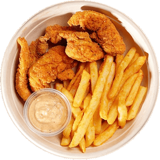 chicken tender and fries