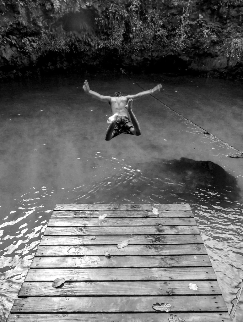 Tropical freshwater swimming hole in Samoa, destination reached by private jet charter flights