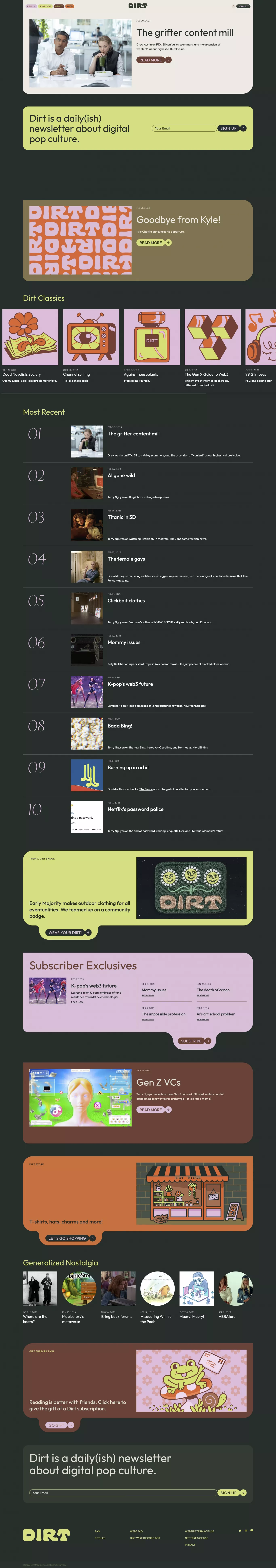 Digital culture and entertainment insigh landing page screenshot showcasing News and Magazine design