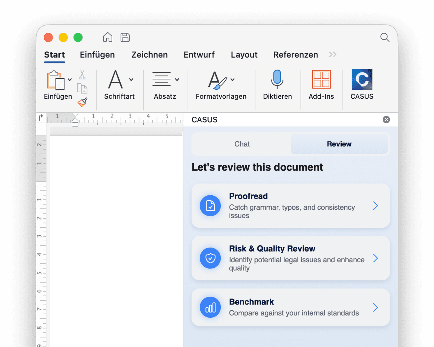 CASUS Word Add-in Screenshot