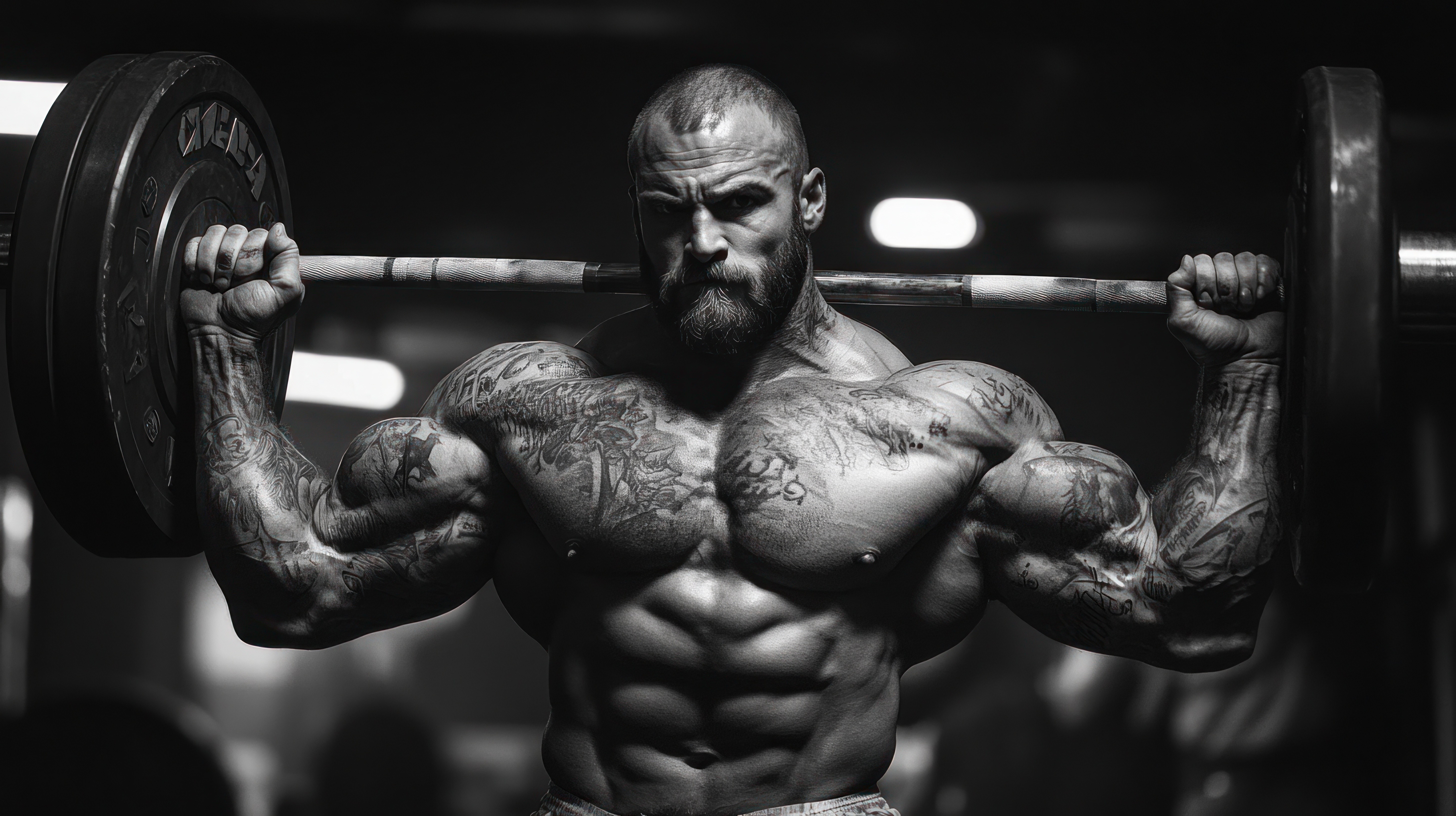 strong-tattoed-men-doing-exercise-at-the-gym