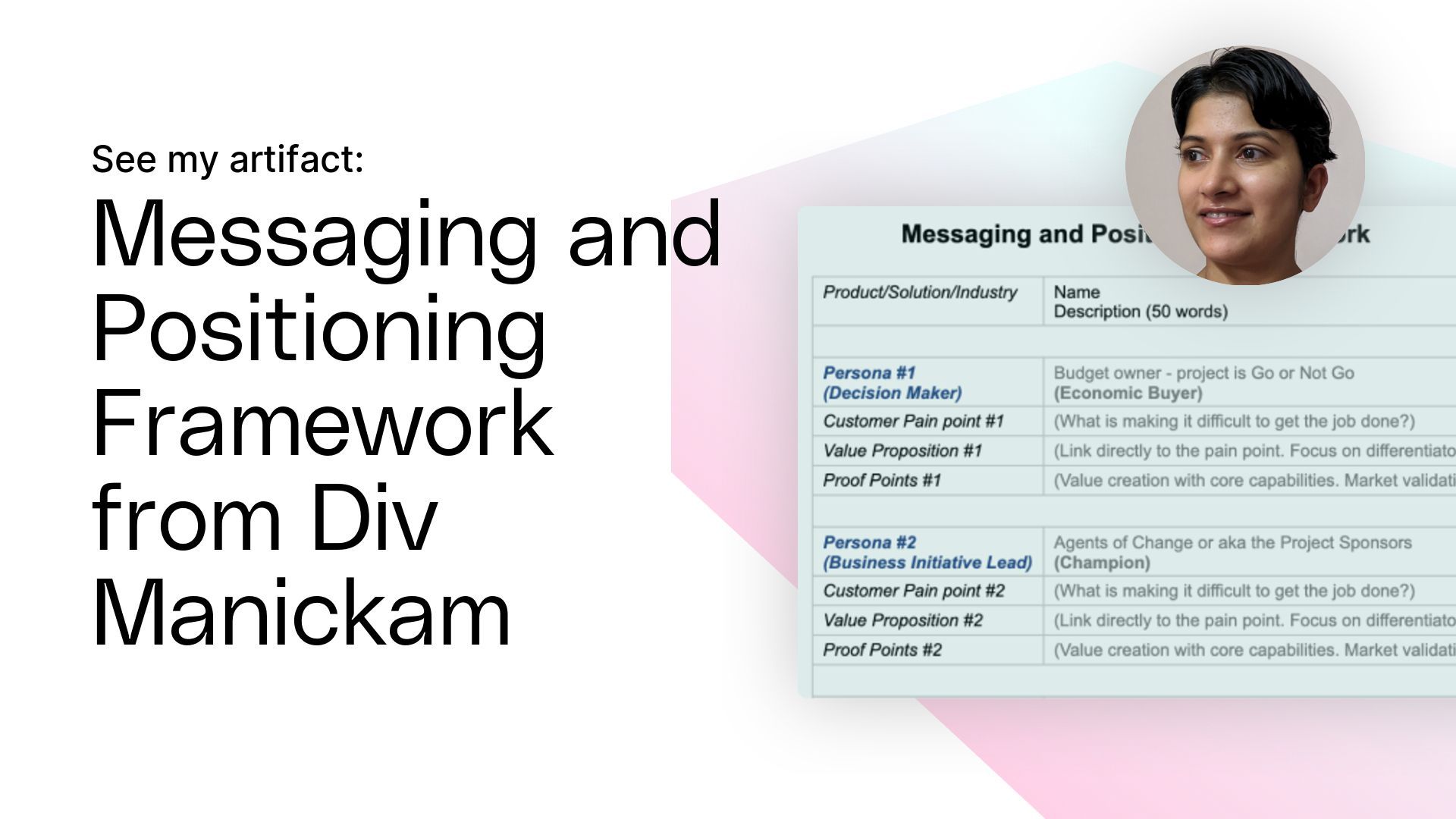 Messaging and Positioning Framework from Div Manickam Artifact