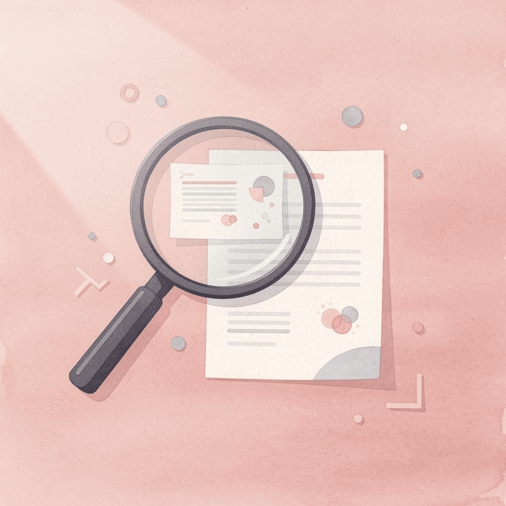 Magnifying glass examining study materials to identify specific weaknesses