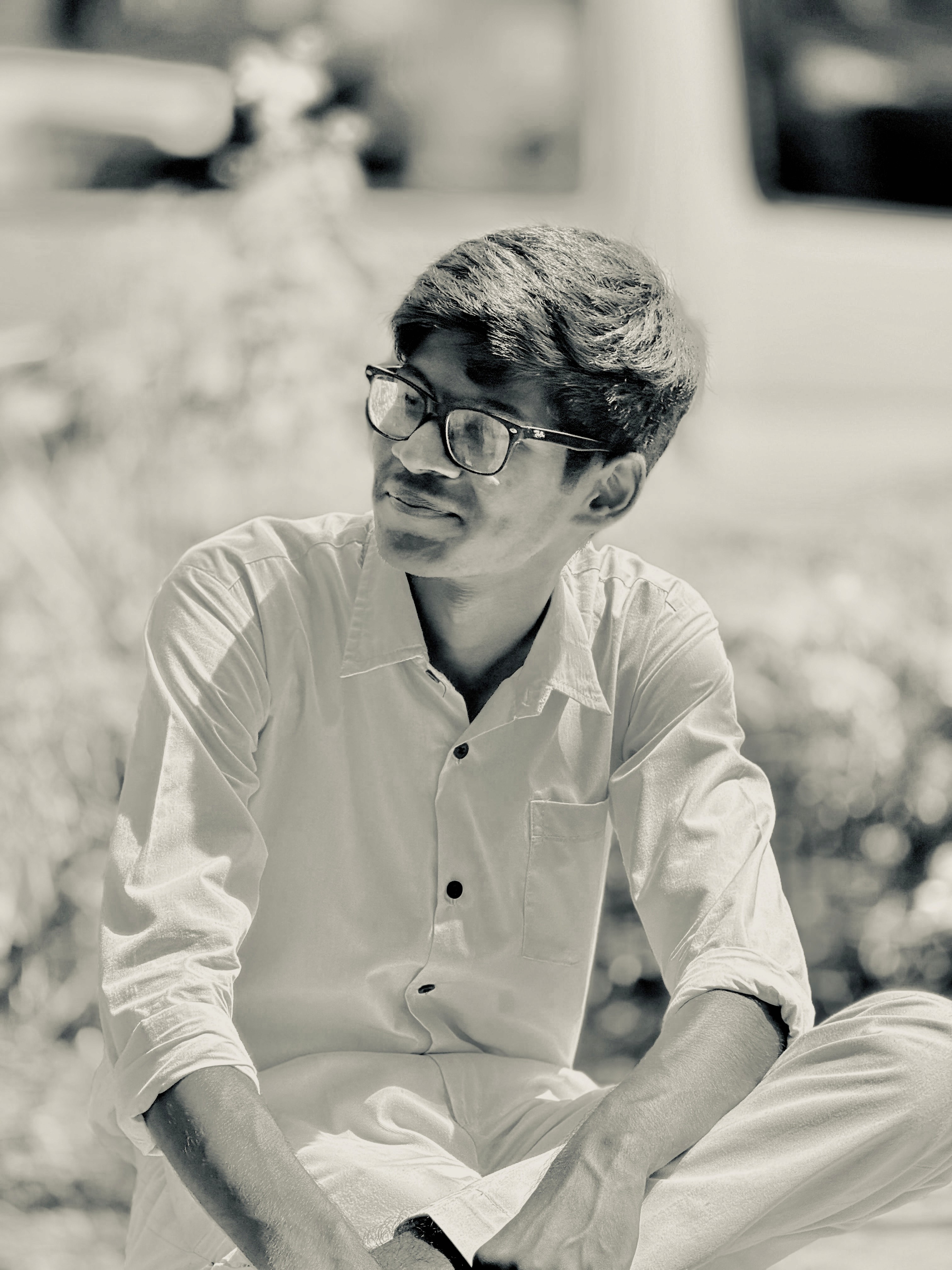 Portrait of portfolio creator – back view