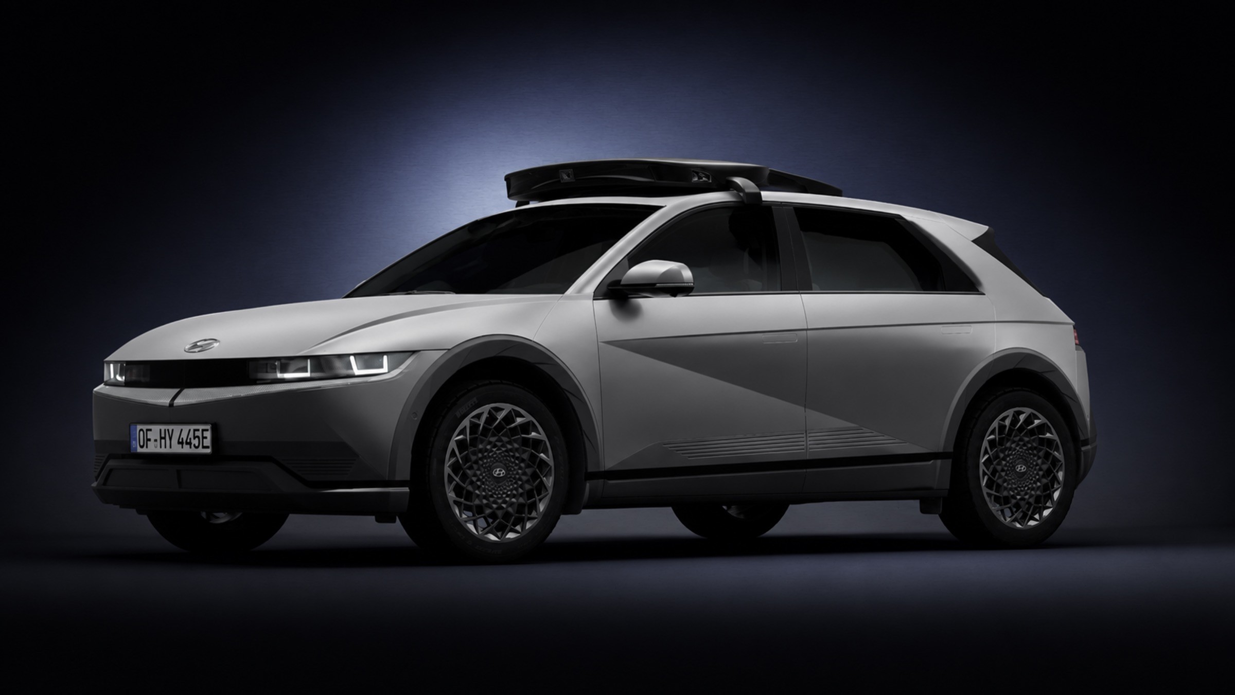 Bliq autonomous vehicle exterior, front three-quarter view