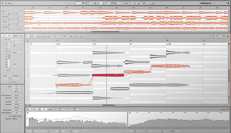 Melodyne workflow window.