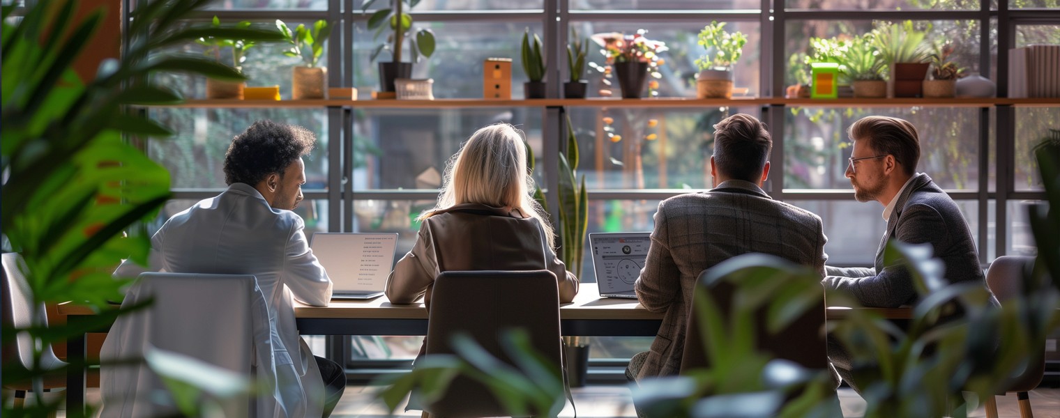 Four experts meet in a conference room to discuss how to train better AI models.