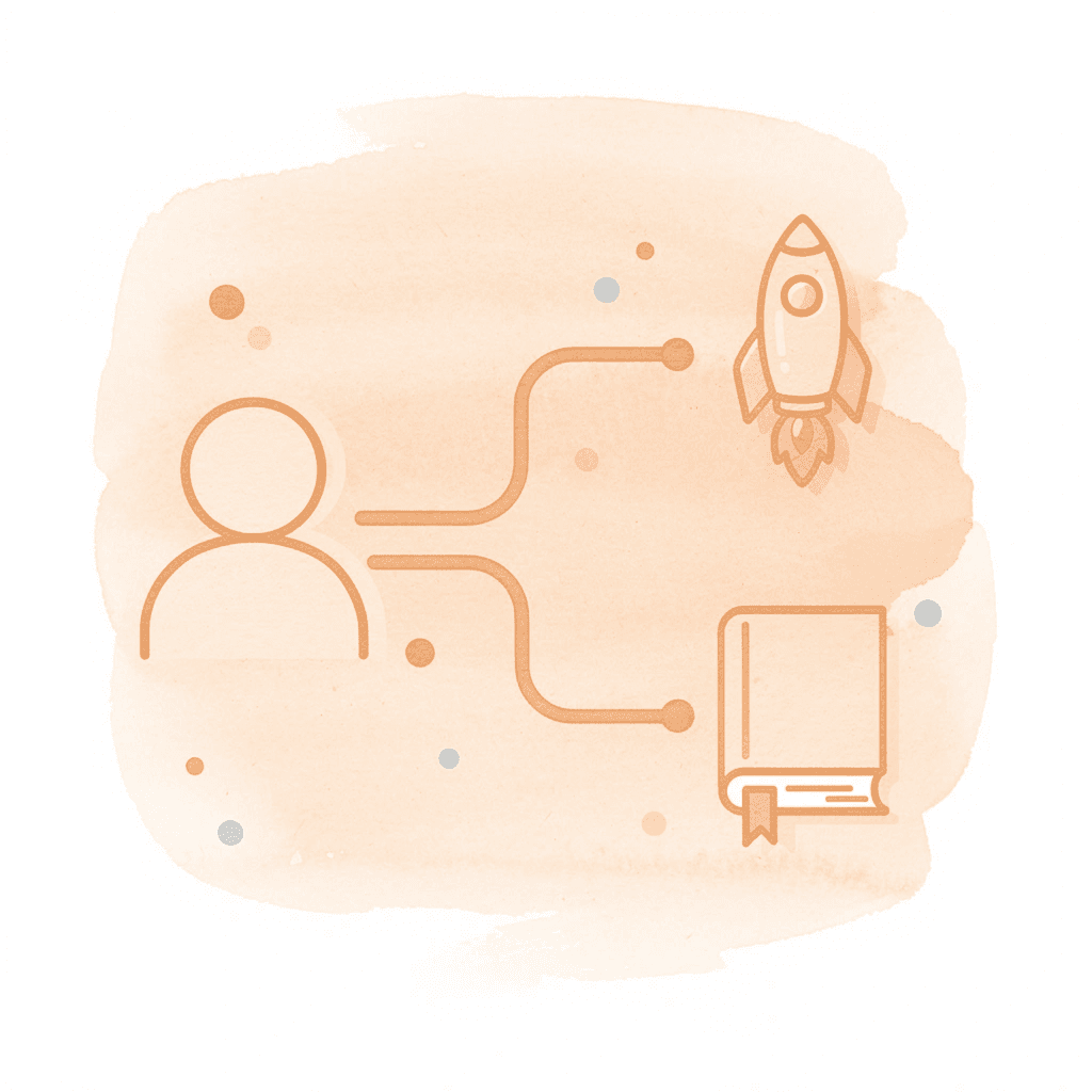 Path splitting into two outcomes representing good vs poor agency choice