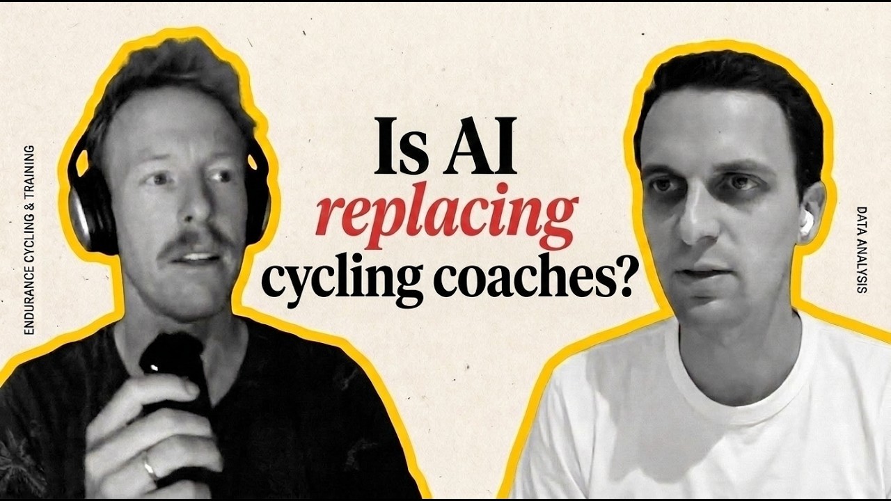 Train Like a Monk podcast artwork: coach Cyrus Monk wearing headphones on the left and Vekta CEO Paul-Antoine Girard on the right, beside the question Is AI replacing cycling coaches?