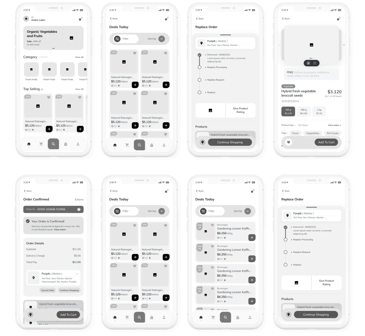 wireframes Mobile mockups