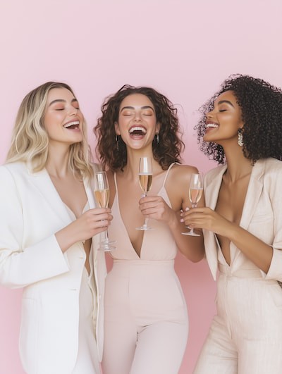 Group of 3 women celebrating, illustrating the concept of Bachelorette party