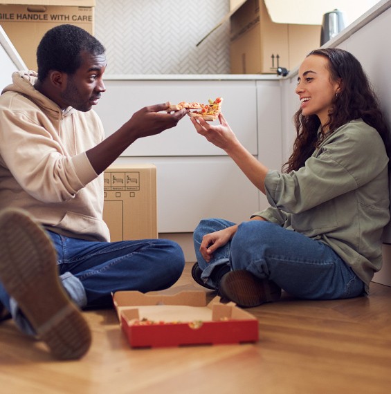Young couple happy new homeowners