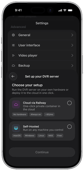 DVR feature shown on iOS