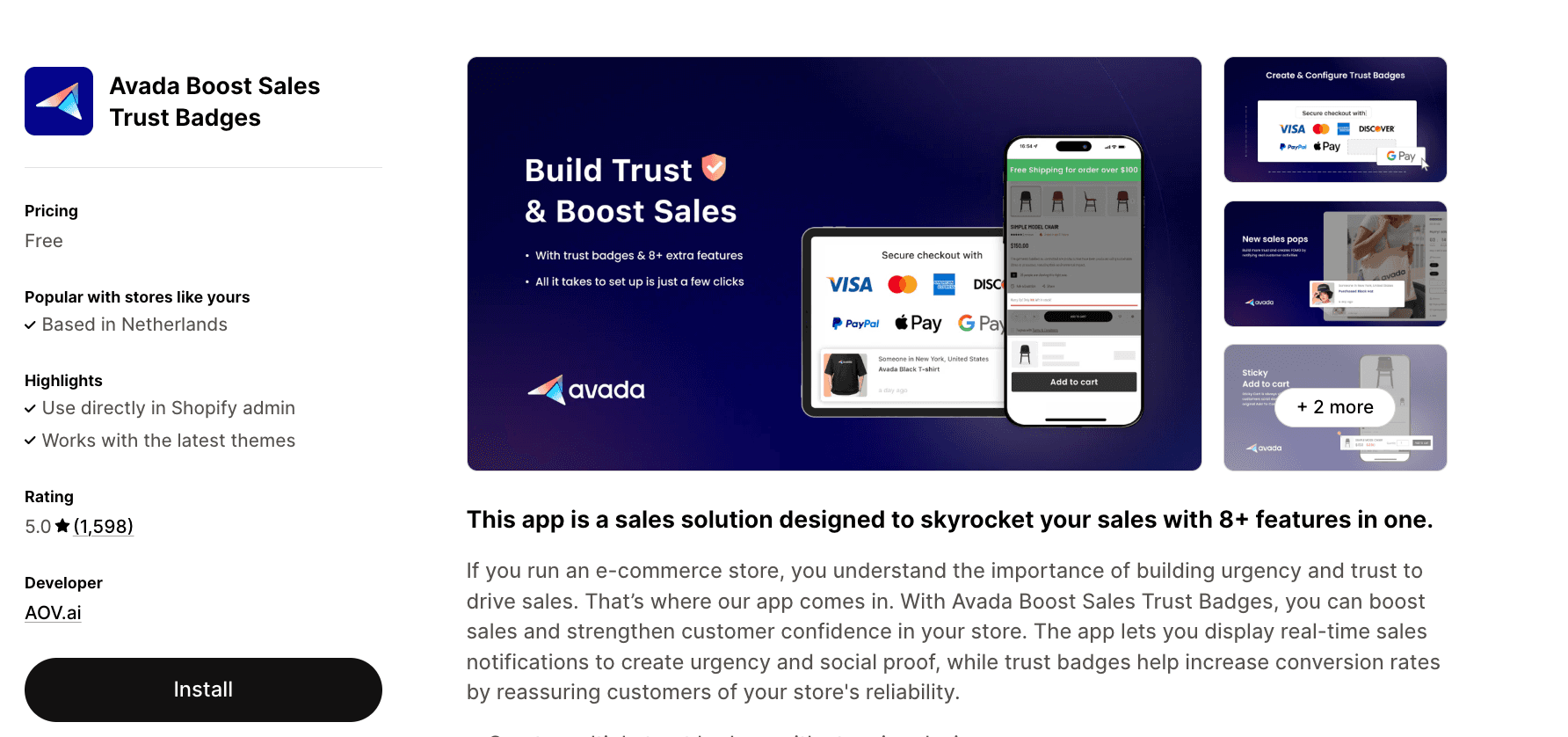 Avada Boost Sales Trust Badges