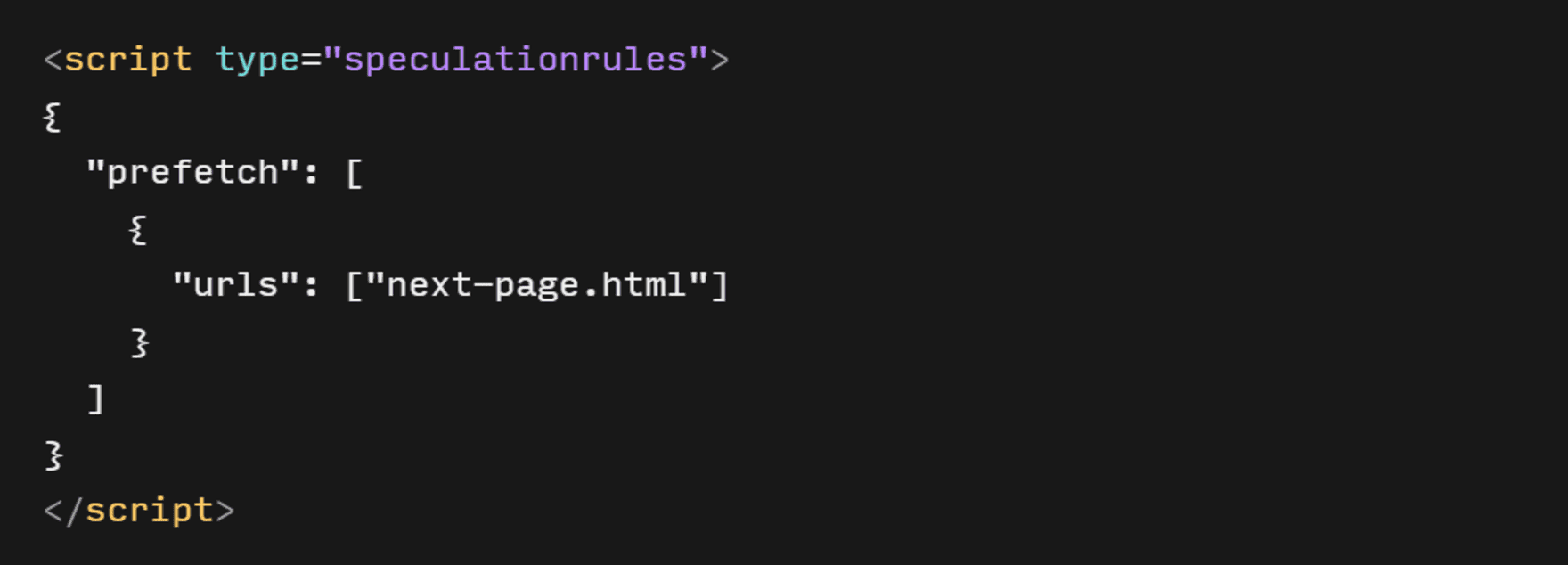 Script element for basic Speculation Rules