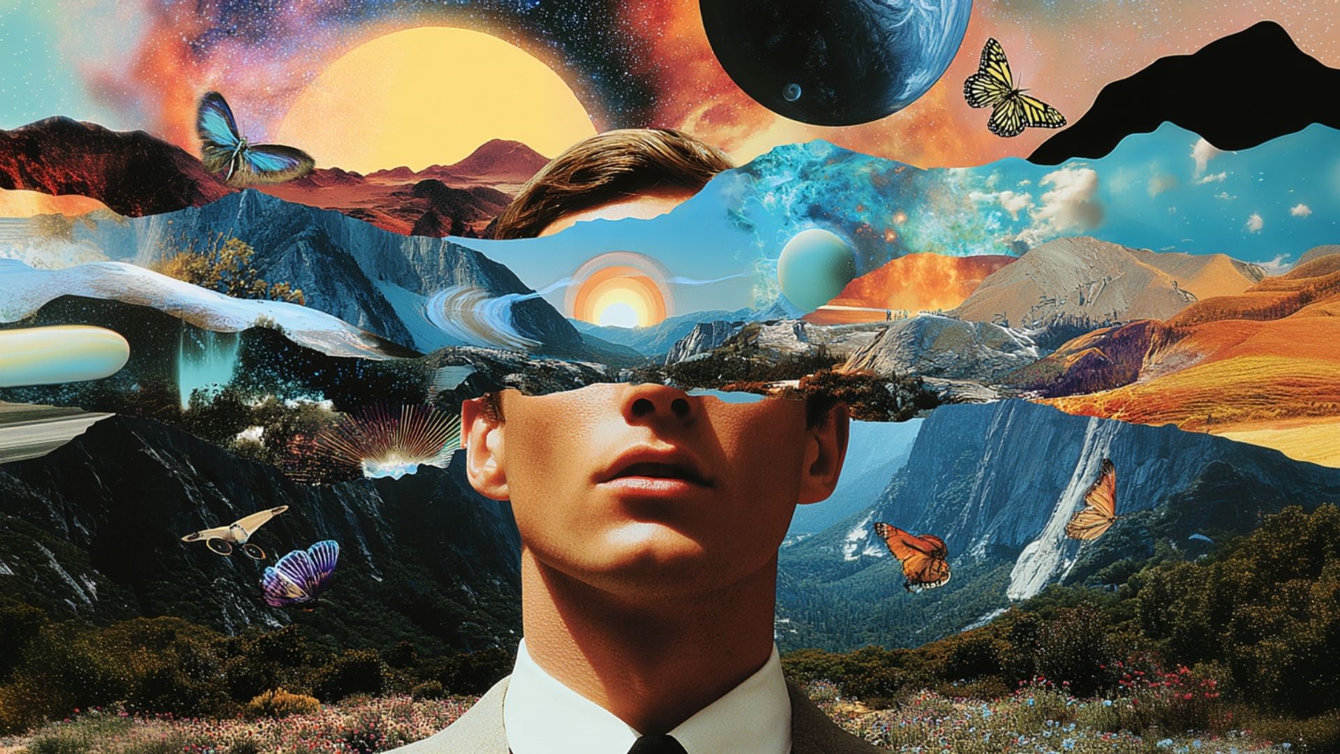 A colorful mosaic tunnel wall is shown.